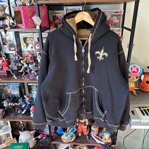 Vintage NFL New Orleans Saints Sherpa Hoodie Pro Line 2XL Full Zip